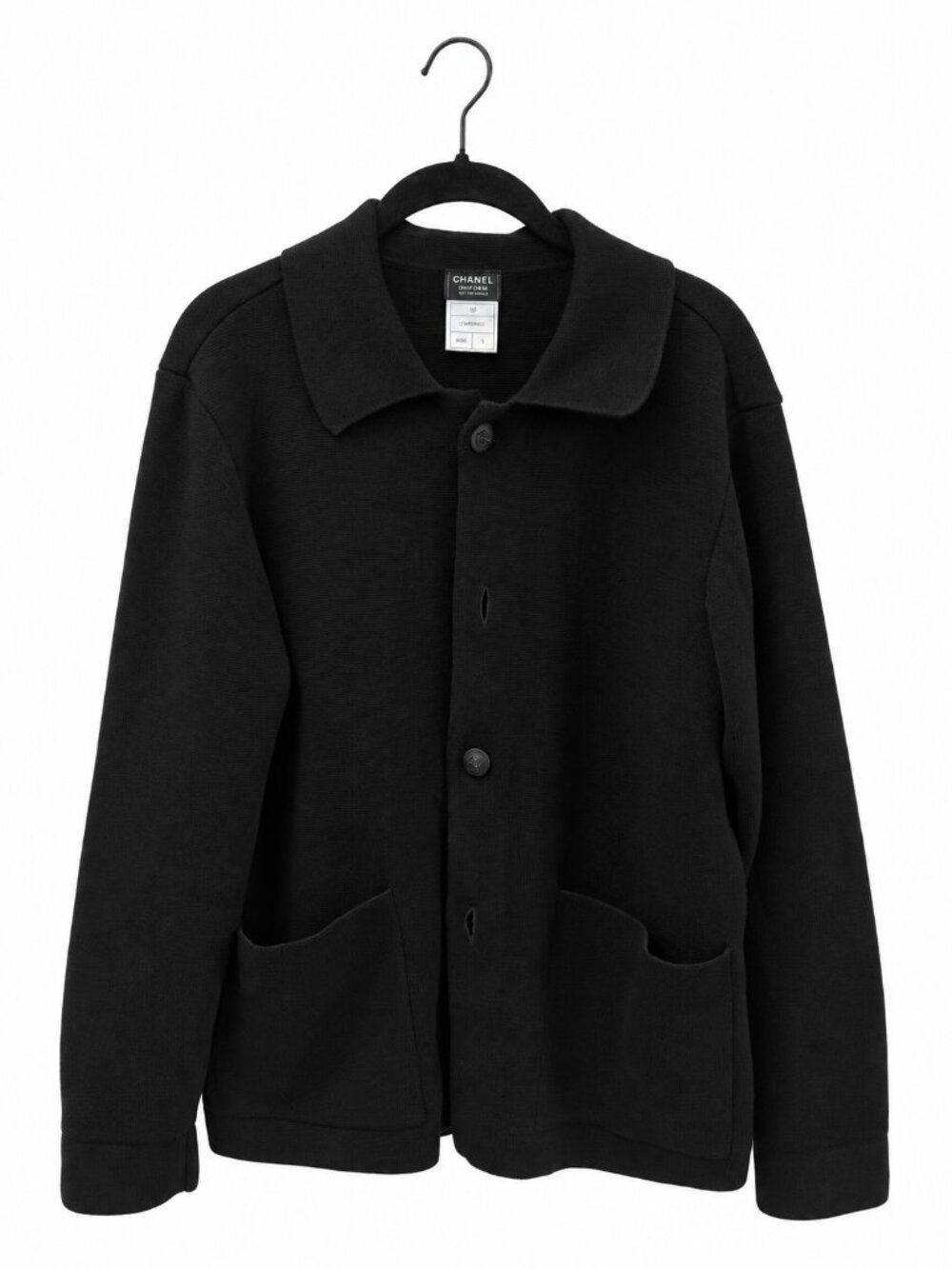 Authentic Chanel Uniform Black Knit Sweater Cardigan Small